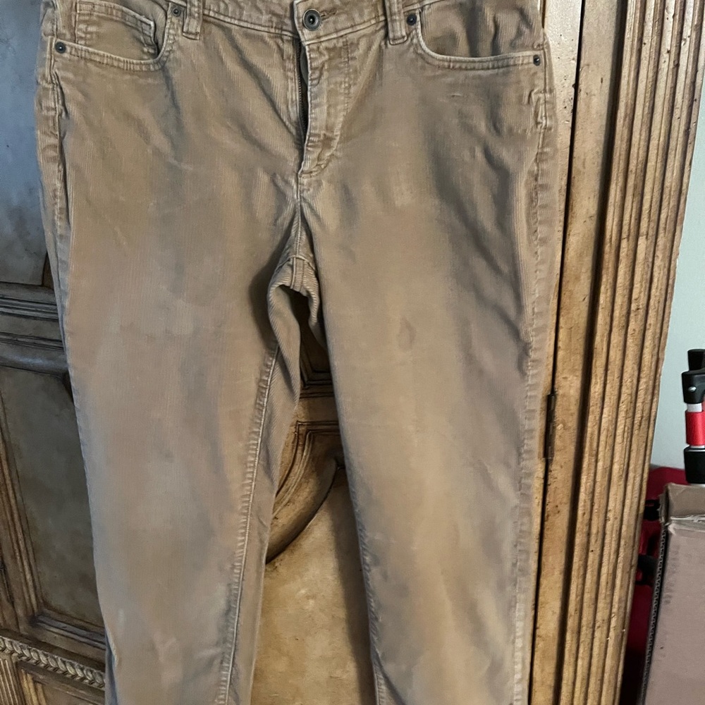 Lands End Mid Rise Straight Corduroy Tan Pants size 12P